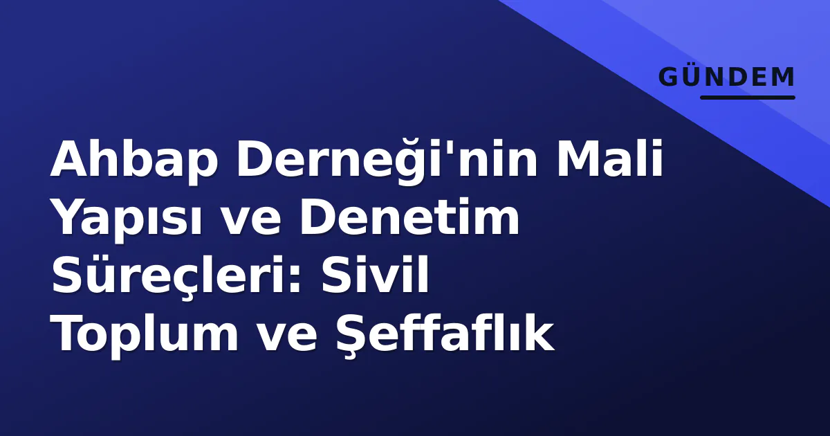 Ahbap Derneği'nin Mali Yapısı ve Denetim Süreçleri: Sivil Toplum ve Şeffaflık Ahbap Derneği'nin Mali Yapısı ve Denetim Süreçleri: Sivil Toplum ve Şeffaflık