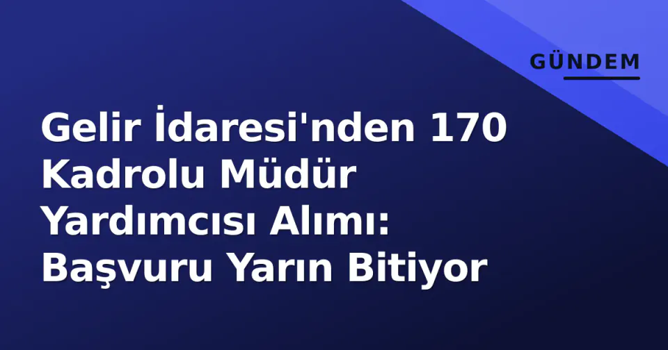 Gelir İdaresi'nden 170 Kadrolu Müdür Yardımcısı Alımı: Başvuru Yarın Bitiyor görseli