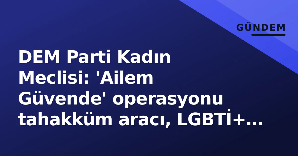 DEM Parti Kadın Meclisi: 'Ailem Güvende' operasyonu tahakküm aracı, LGBTİ+ saldırılarına sessiz kalmayacağız DEM Parti Kadın Meclisi: 'Ailem Güvende' operasyonu tahakküm aracı, LGBTİ+ saldırılarına sessiz kalmayacağız