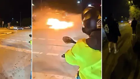 Maltepe'de Dehşet Anları: İki Otomobil Çarpıştı, Araç Patlayarak Alev Aldı