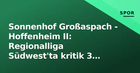 Sonnenhof Großaspach - Hoffenheim II: Regionalliga Südwest'ta kritik 3 puan mücadelesi