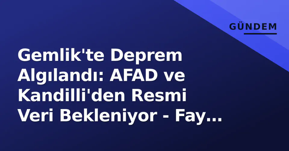 Gemlik'te Deprem Algılandı: AFAD ve Kandilli'den Resmi Veri Bekleniyor - Fay Hattı Riski ve Önlemler görseli