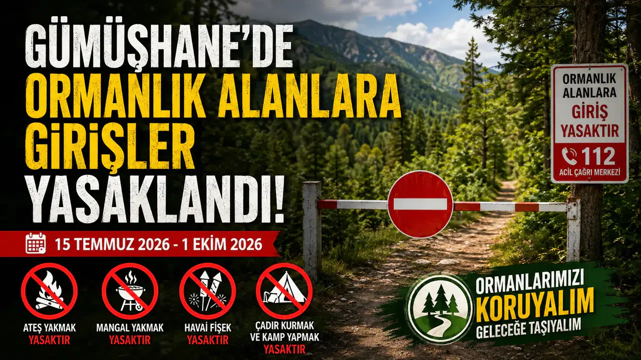 Gümüşhane'de Ormanlık Alanlara Giriş Yasaklandı: 1 Ekim 2026'ya Kadar Geçerli Gümüşhane'de Ormanlık Alanlara Giriş Yasaklandı: 1 Ekim 2026'ya Kadar Geçerli