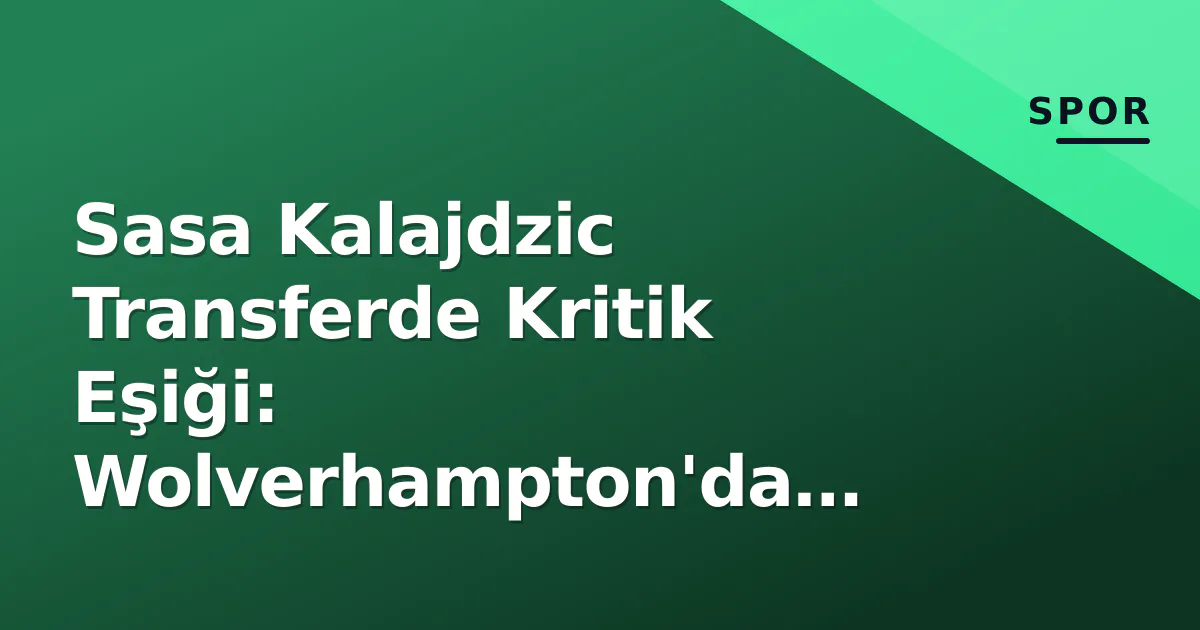 Sasa Kalajdzic Transferde Kritik Eşiği: Wolverhampton'da Belirsizlikin Adı Sasa Kalajdzic Transferde Kritik Eşiği: Wolverhampton'da Belirsizlikin Adı