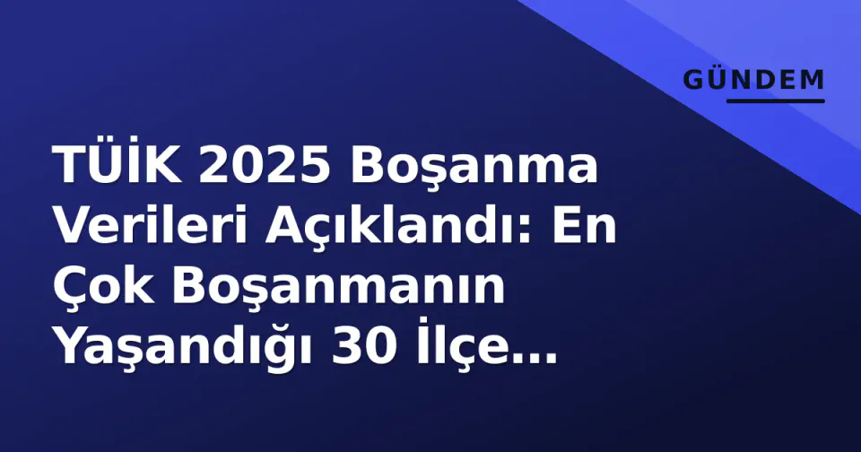 TÜİK 2025 Boşanma Verileri Açıklandı: En Çok Boşanmanın Yaşandığı 30 İlçe Belli Oldu görseli