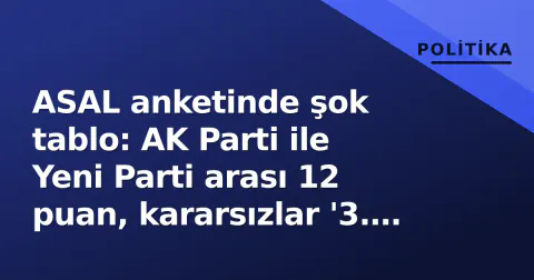 ASAL anketinde şok tablo: AK Parti ile Yeni Parti arası 12 puan, kararsızlar '3. güç' oldu