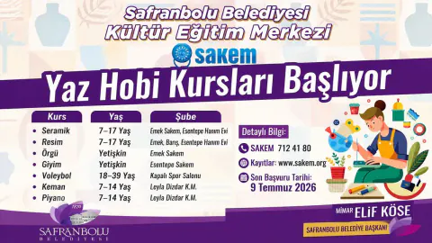 Safranbolu'da Yaz Hobi Kursları Başladı: Kayıtlar İçin Son Gün 9 Temmuz