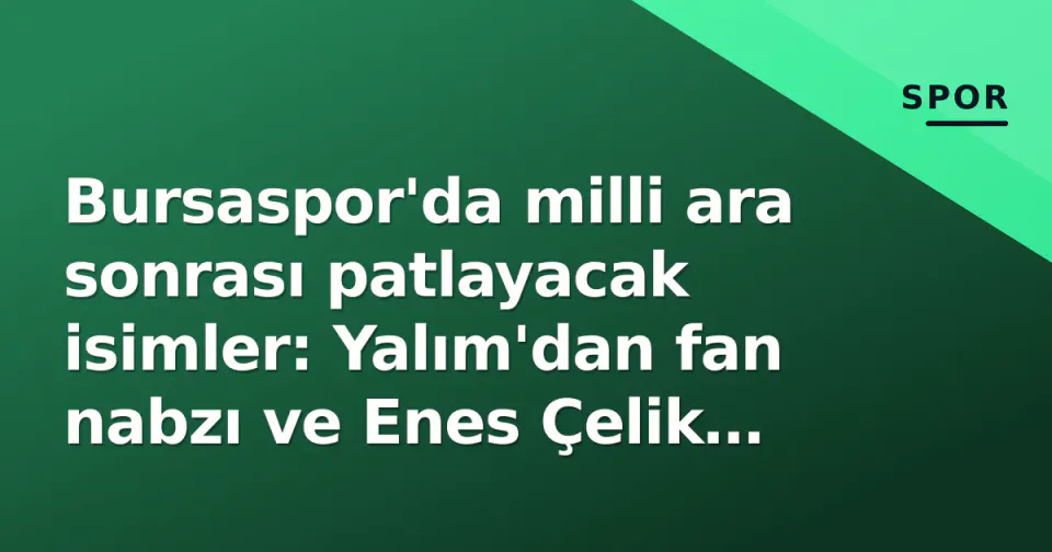 Bursaspor'da milli ara sonrası patlayacak isimler: Yalım'dan fan nabzı ve Enes Çelik hamleleri görseli