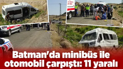 Batman Gercüş'te feci kaza: Minibüs ile otomobil çarpıştı, 11 yaralı