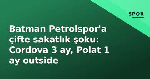 Batman Petrolspor'a çifte sakatlık şoku: Cordova 3 ay, Polat 1 ay outside