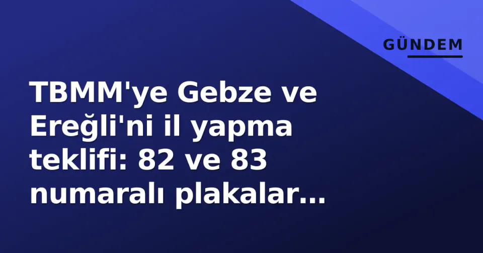 TBMM'ye Gebze ve Ereğli'ni il yapma teklifi: 82 ve 83 numaralı plakalar gündemde görseli