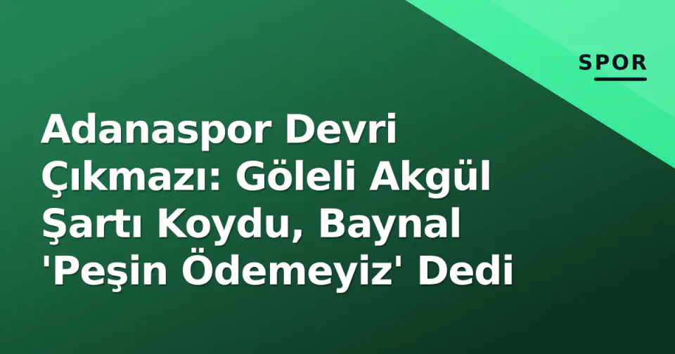 Adanaspor Devri Çıkmazı: Göleli Akgül Şartı Koydu, Baynal 'Peşin Ödemeyiz' Dedi görseli