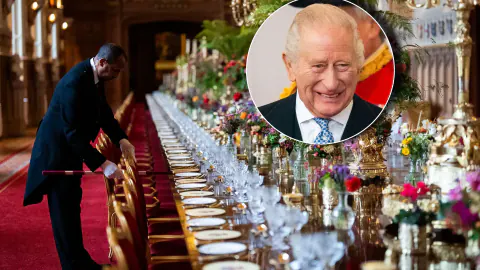 Krallık Sarayı'nda Sultan Haitham için düzenlenen devlet yemeğinde Kral Charles'in 5 şarap bardağı protokolü açığa çıktı