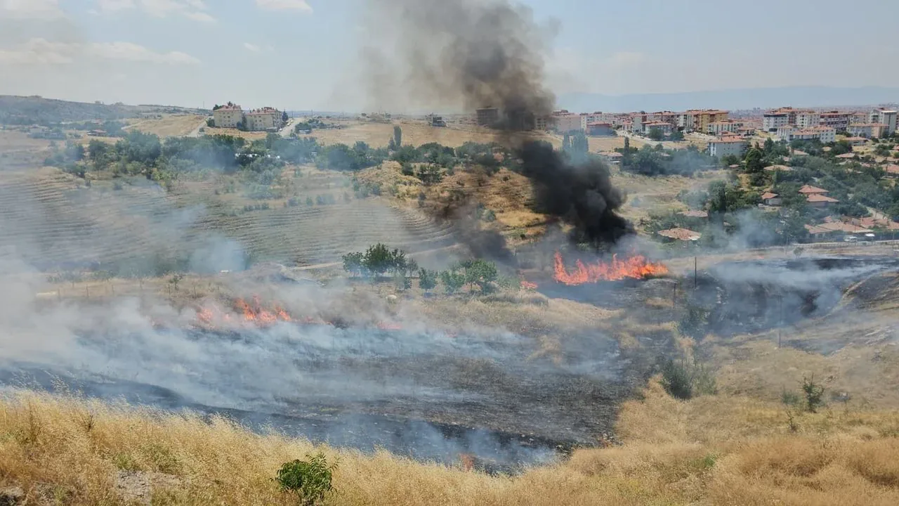 Çorum'da Şehitlik Arkasındaki Alanda Yangın Çorum'da Şehitlik Arkasındaki Alanda Yangın