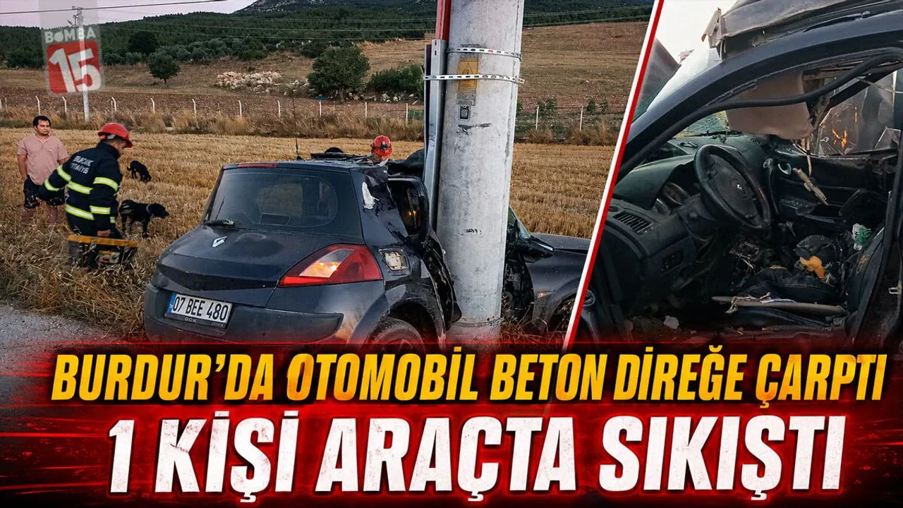 Burdur'da Korkutan Kaza: Otomobil Beton Direğe Çarptı Burdur'da Korkutan Kaza: Otomobil Beton Direğe Çarptı