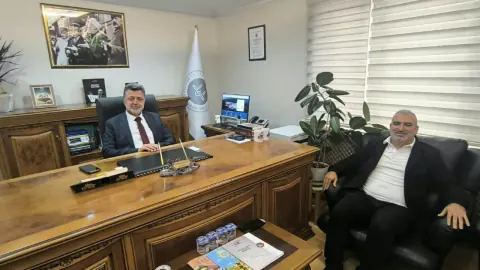 Bartın İl Müftüsü Çelebi, Merkez Camii müteahhidi Ararat'ı kabul etti: İnşaat süreci konuştu