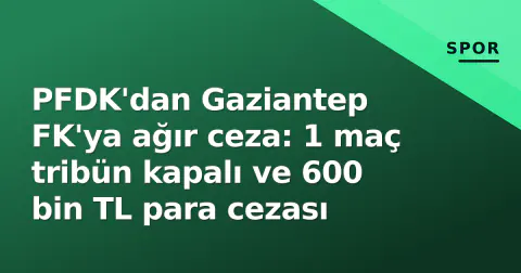 PFDK'dan Gaziantep FK'ya ağır ceza: 1 maç tribün kapalı ve 600 bin TL para cezası