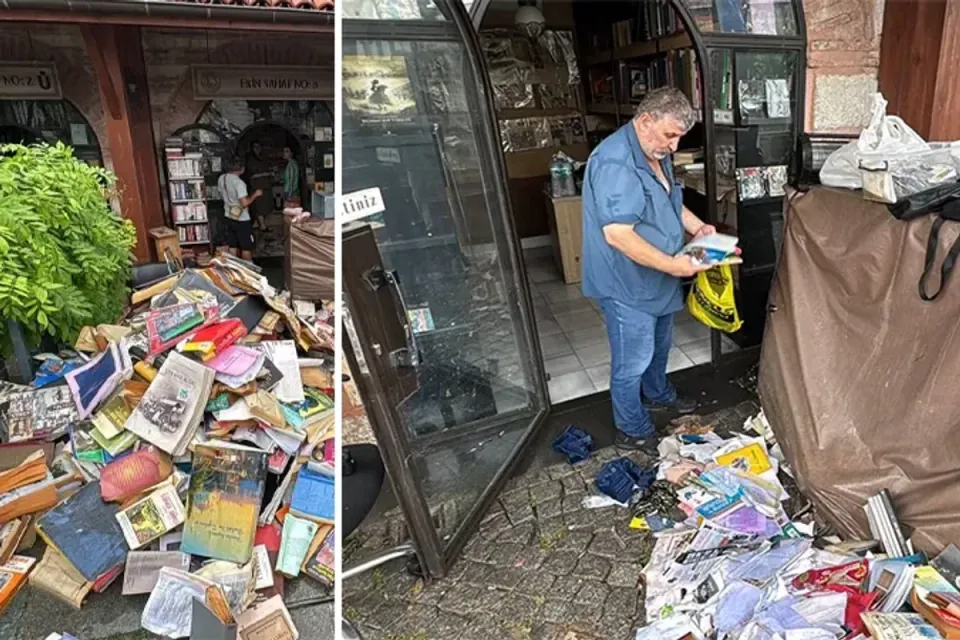 Üsküdar Sahaflar Çarşısı'nda su baskını: Nadir eserler zarar gördü görseli