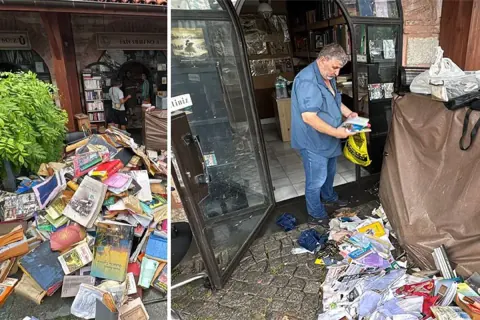 Üsküdar Sahaflar Çarşısı'nda su baskını: Nadir eserler zarar gördü