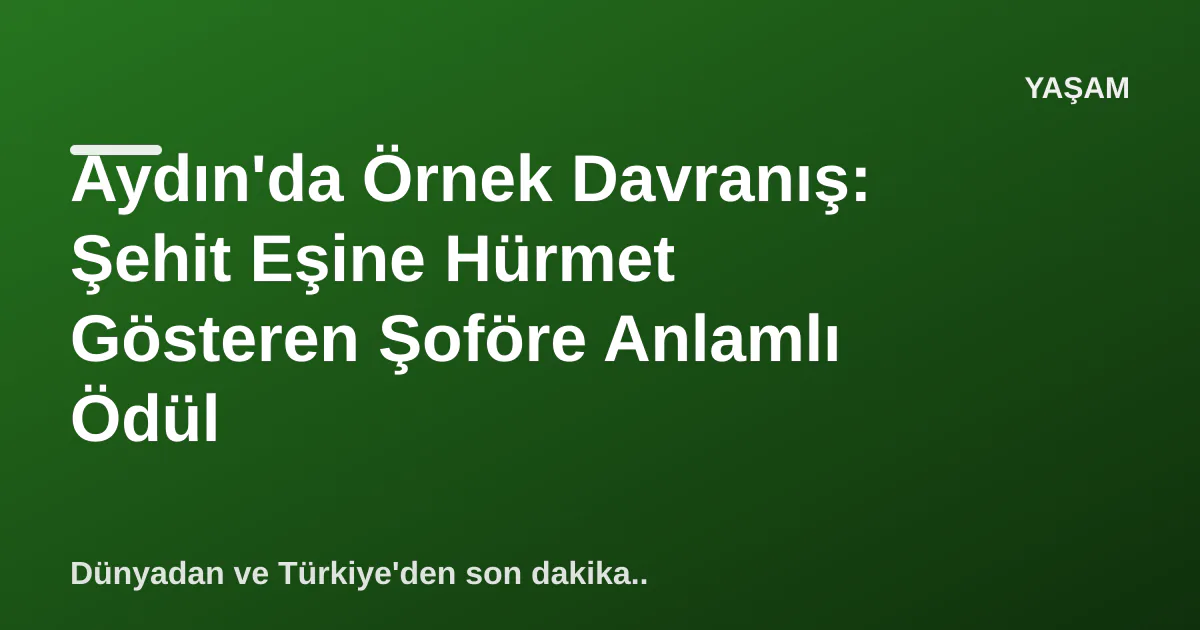 Aydın'da Örnek Davranış: Şehit Eşine Hürmet Gösteren Şoföre Anlamlı Ödül Aydın'da Örnek Davranış: Şehit Eşine Hürmet Gösteren Şoföre Anlamlı Ödül