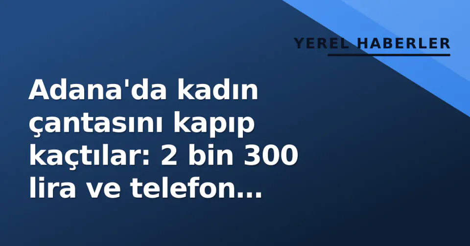 Adana'da kadın çantasını kapıp kaçtılar: 2 bin 300 lira ve telefon çaldırıldı, bir şüpheli yakalandı görseli