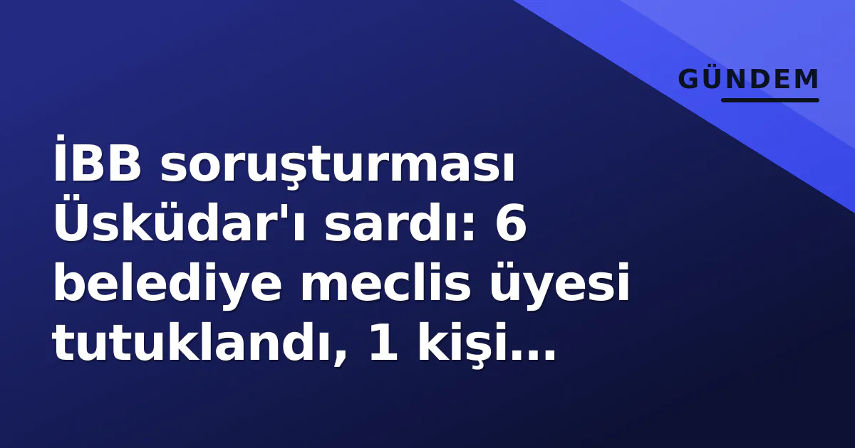 İBB soruşturması Üsküdar'ı sardı: 6 belediye meclis üyesi tutuklandı, 1 kişi serbest bırakıldı İBB soruşturması Üsküdar'ı sardı: 6 belediye meclis üyesi tutuklandı, 1 kişi serbest bırakıldı