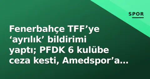 Fenerbahçe TFF’ye ‘ayrılık’ bildirimi yaptı; PFDK 6 kulübe ceza kesti, Amedspor’a şok kararı