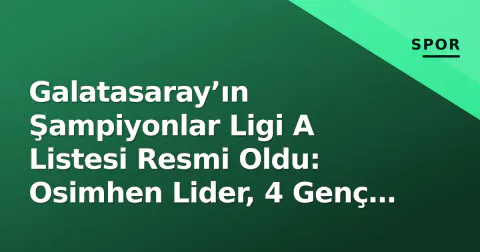 Galatasaray’ın Şampiyonlar Ligi A Listesi Resmi Oldu: Osimhen Lider, 4 Genç Yıldız B Listede