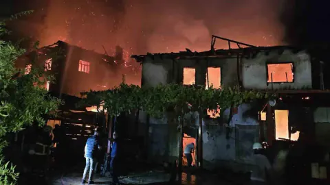 Bilecik Gülümbe Köyü'nde Gece Yarısı Korkusu: İki Ahşap Ev Alevlere Teslim Oldu