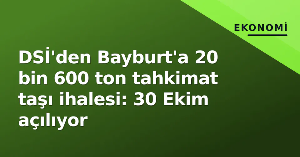 DSİ'den Bayburt'a 20 bin 600 ton tahkimat taşı ihalesi: 30 Ekim açılıyor görseli