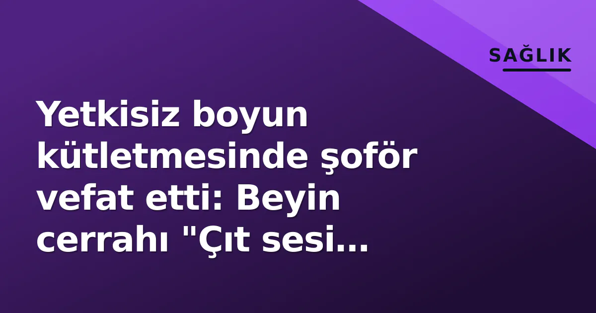 Yetkisiz boyun kütletmesinde şoför vefat etti: Beyin cerrahı "Çıt sesi omurun yerine otuşu değil" Yetkisiz boyun kütletmesinde şoför vefat etti: Beyin cerrahı "Çıt sesi omurun yerine otuşu değil"