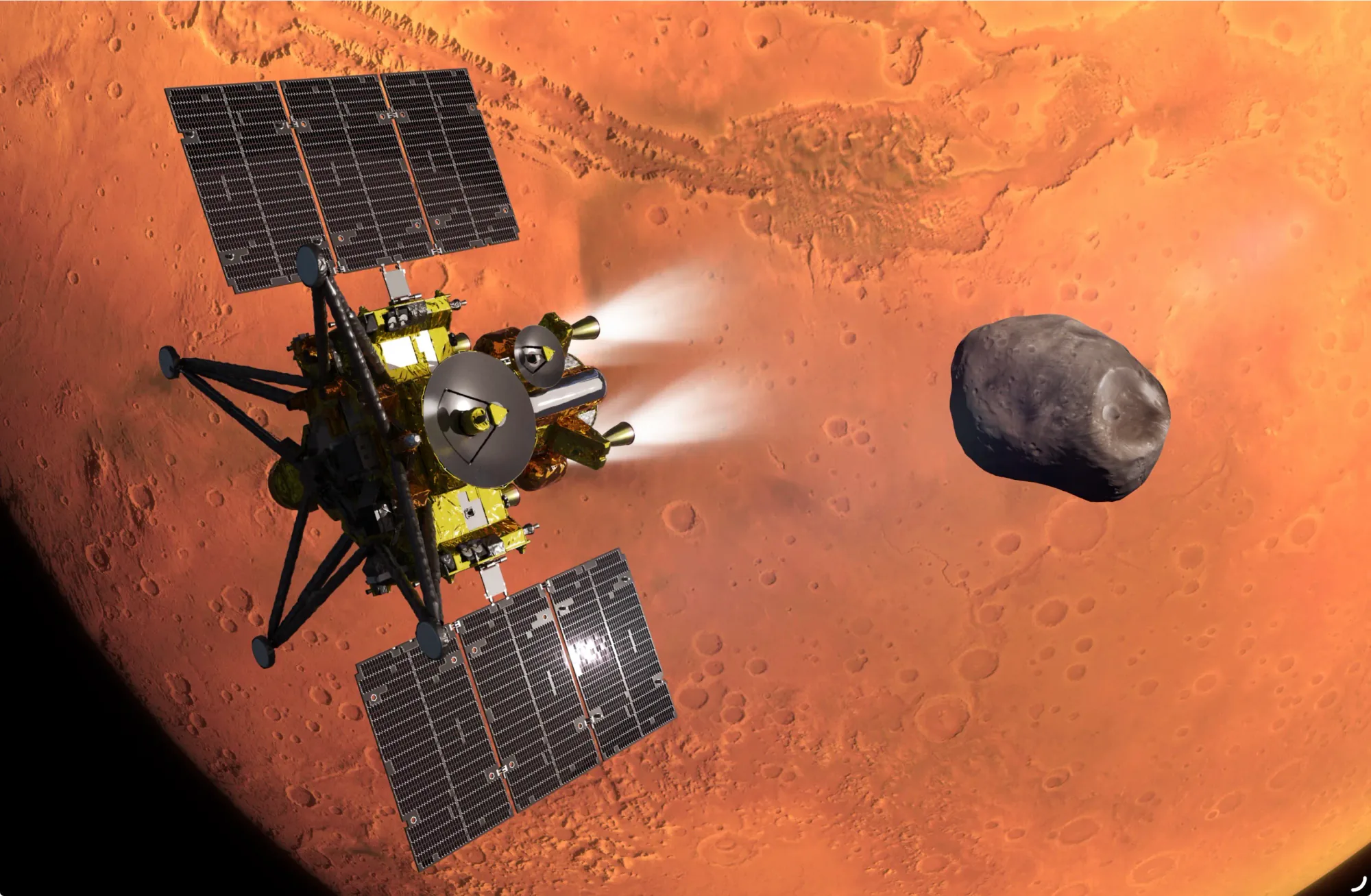 JAXA'ya Göre MMX Görevi Mars'ın Uydularına Yola Çıktı, Phobos'tan Numune Getirecek JAXA'ya Göre MMX Görevi Mars'ın Uydularına Yola Çıktı, Phobos'tan Numune Getirecek