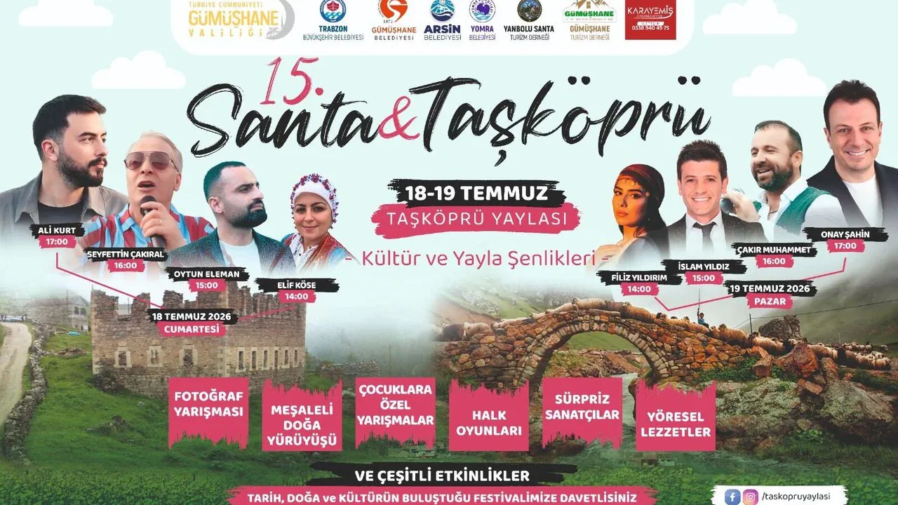 Gümüşhane'de 15. Santa ve Taşköprü Kültür ve Yayla Şenlikleri Coşkusu Başladı Gümüşhane'de 15. Santa ve Taşköprü Kültür ve Yayla Şenlikleri Coşkusu Başladı