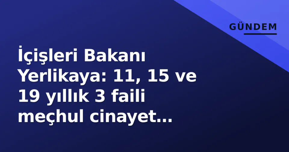 İçişleri Bakanı Yerlikaya: 11, 15 ve 19 yıllık 3 faili meçhul cinayet aydınlatıldı görseli