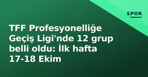 TFF Profesyonelliğe Geçiş Ligi'nde 12 grup belli oldu: İlk hafta 17-18 Ekim