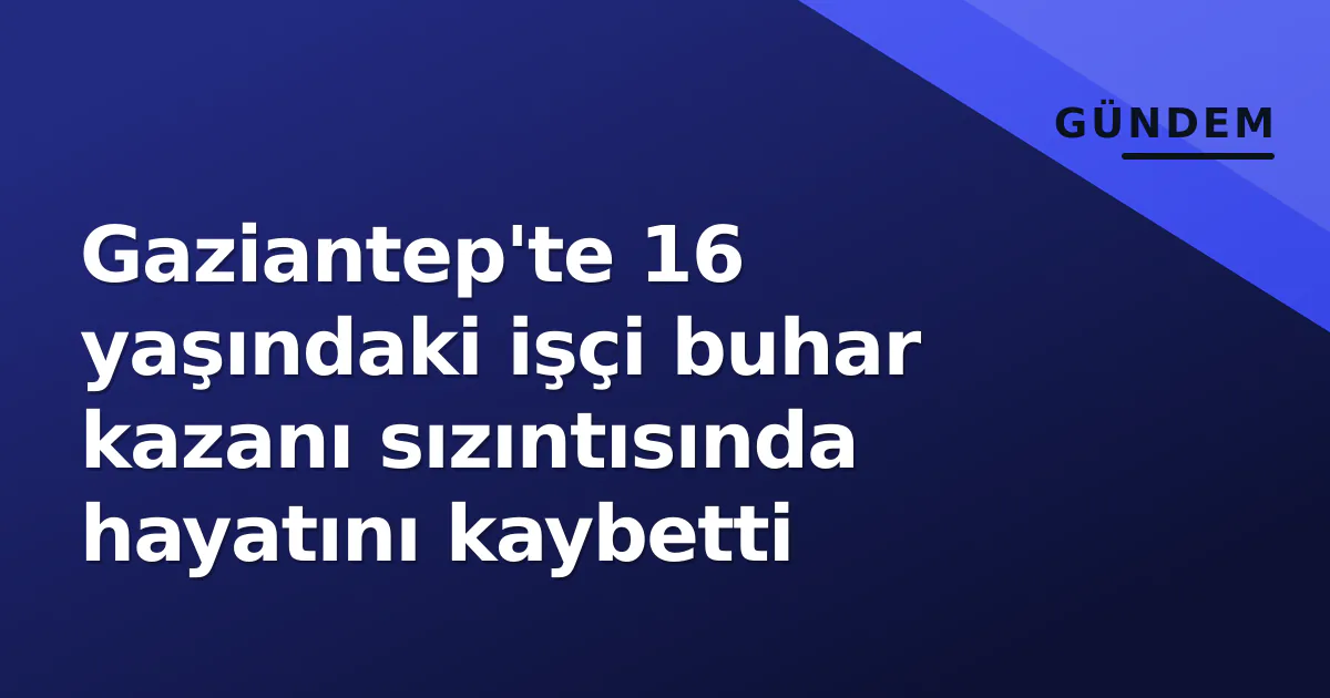Gaziantep'te 16 yaşındaki işçi buhar kazanı sızıntısında hayatını kaybetti Gaziantep'te 16 yaşındaki işçi buhar kazanı sızıntısında hayatını kaybetti