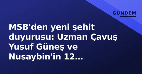 MSB'den yeni şehit duyurusu: Uzman Çavuş Yusuf Güneş ve Nusaybin'in 12 personeli anıldı