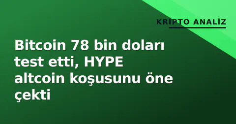Bitcoin 78 bin doları test etti, HYPE altcoin koşusunu öne çekti