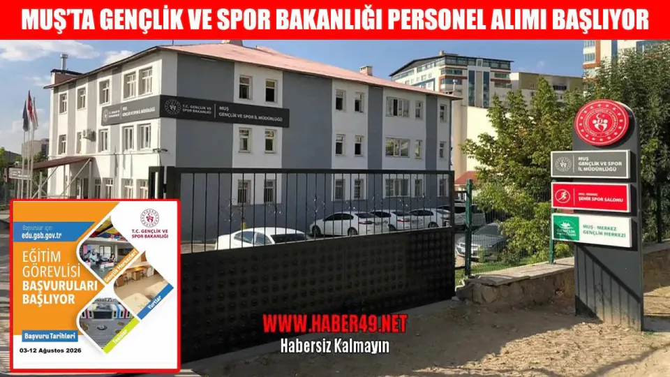 Gençlik ve Spor Bakanlığı Muş'ta Eğitim Görevlisi ve Antrenör Alımı Başladı görseli