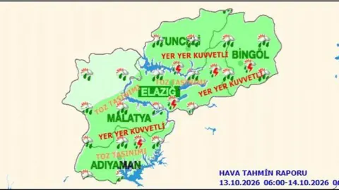 Meteoroloji Tunceli için kuvvetli yağış ve toz taşınımı uyarısı yayınladı