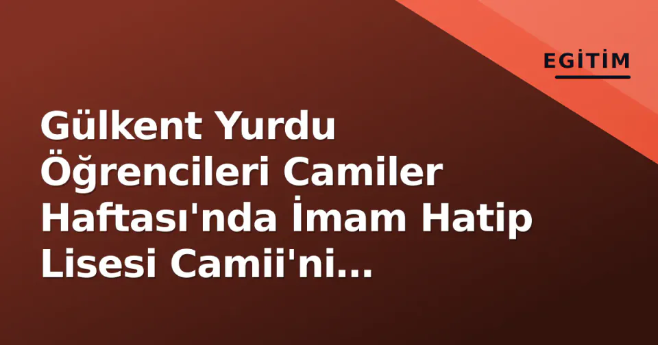 Gülkent Yurdu Öğrencileri Camiler Haftası'nda İmam Hatip Lisesi Camii'ni Temizledi görseli