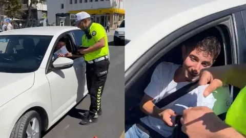 Çorum'da trafik kontrolünde sürücü oğlu çıktı: Polis babası "Ehliyetini ver bakalım oğlum" dedi