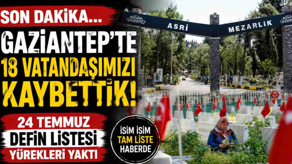 Gaziantep'te 18 Kişi Defin Listesine Girdi: Mezarlıklar Müdürlüğü Duyurdu görseli