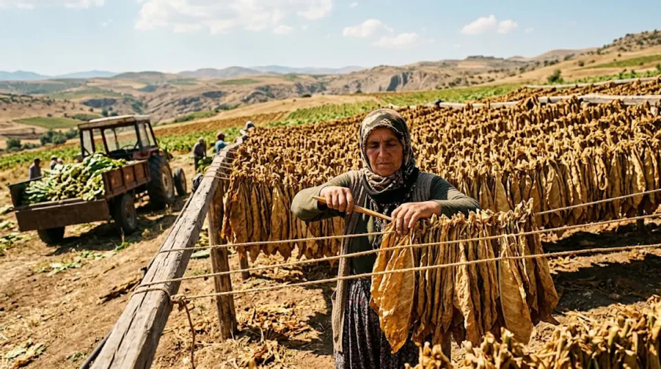 Çelikhan'da tütün hasadı başladı: 9 bin ton rekolte hedefi görseli