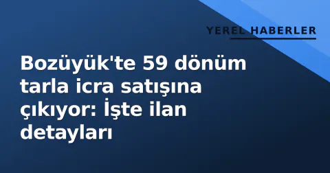 Bozüyük'te 59 dönüm tarla icra satışına çıkıyor: İşte ilan detayları