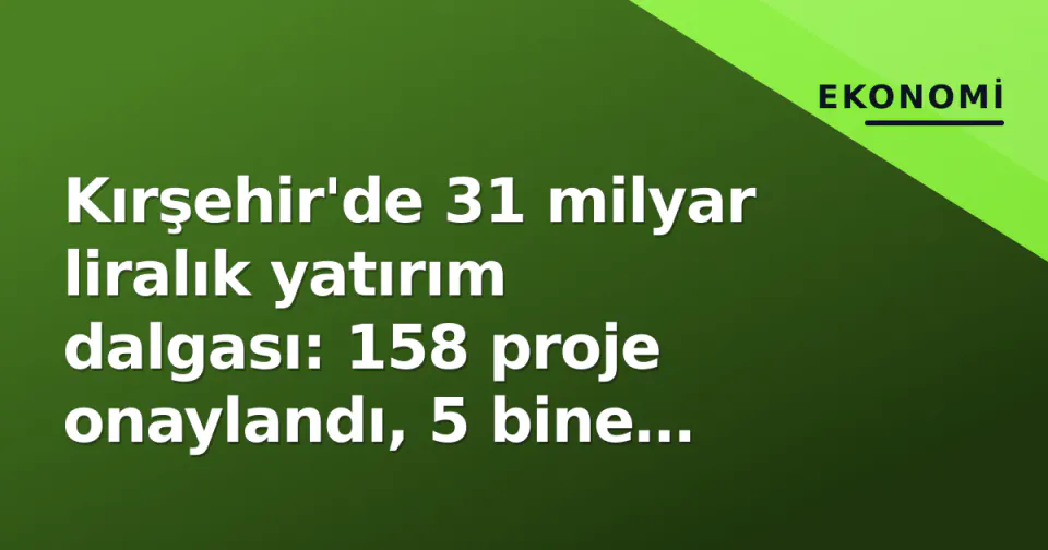 Kırşehir'de 31 milyar liralık yatırım dalgası: 158 proje onaylandı, 5 bine yakın istihdam hedeflendi görseli