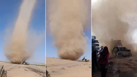 Ahlat'ta Şantiye Alanında Dev Hortum Görüntülendi