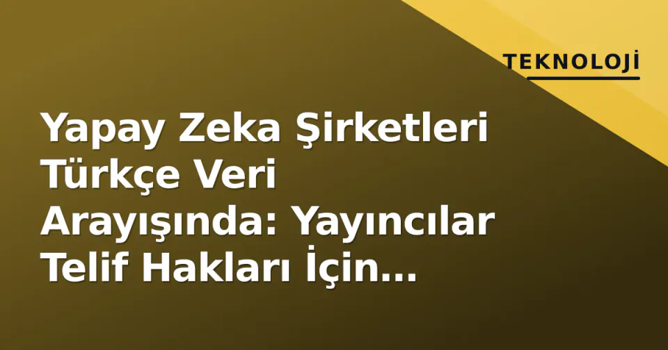 Yapay Zeka Şirketleri Türkçe Veri Arayışında: Yayıncılar Telif Hakları İçin Alarm Çaldı görseli