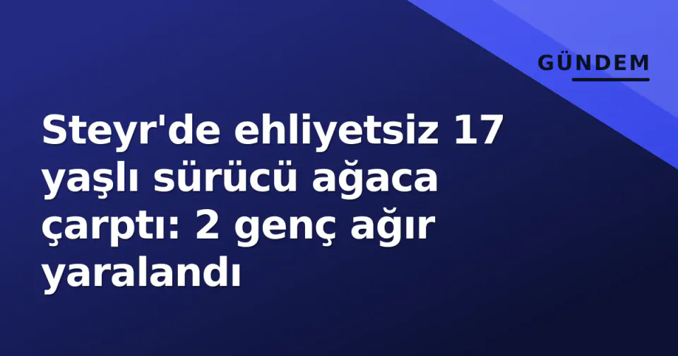 Steyr'de ehliyetsiz 17 yaşlı sürücü ağaca çarptı: 2 genç ağır yaralandı görseli