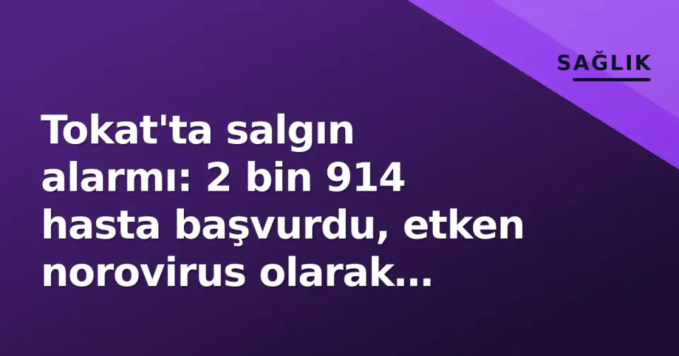 Tokat'ta salgın alarmı: 2 bin 914 hasta başvurdu, etken norovirus olarak belirlendi